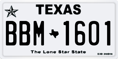 TX license plate BBM1601