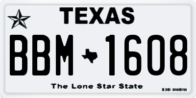 TX license plate BBM1608