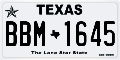 TX license plate BBM1645