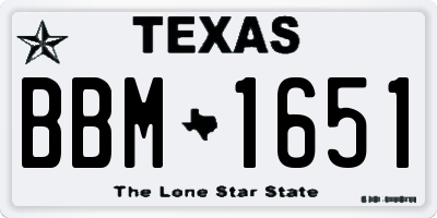 TX license plate BBM1651