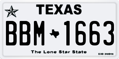 TX license plate BBM1663