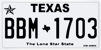 TX license plate BBM1703
