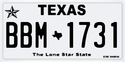 TX license plate BBM1731