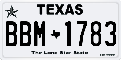TX license plate BBM1783