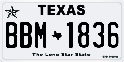TX license plate BBM1836