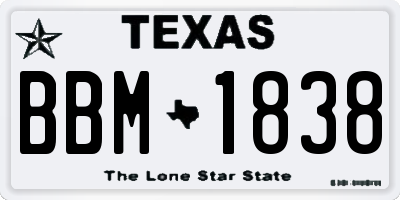 TX license plate BBM1838
