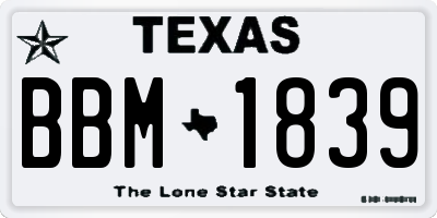 TX license plate BBM1839