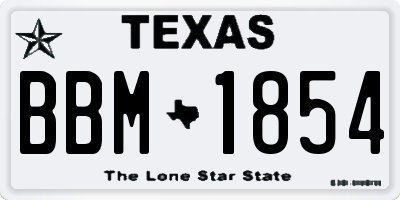 TX license plate BBM1854