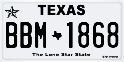 TX license plate BBM1868