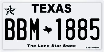 TX license plate BBM1885