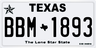 TX license plate BBM1893