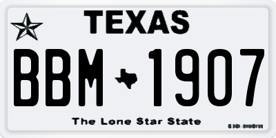 TX license plate BBM1907