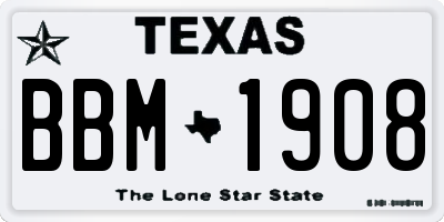 TX license plate BBM1908