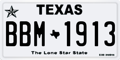TX license plate BBM1913