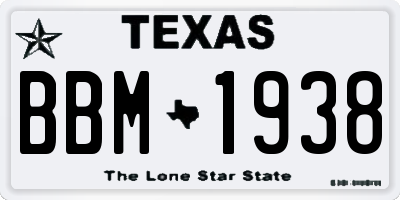 TX license plate BBM1938