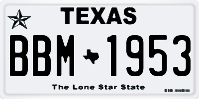 TX license plate BBM1953