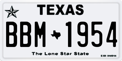 TX license plate BBM1954