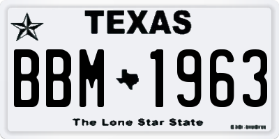 TX license plate BBM1963