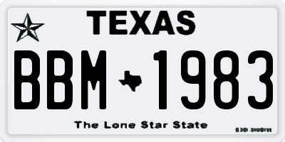 TX license plate BBM1983