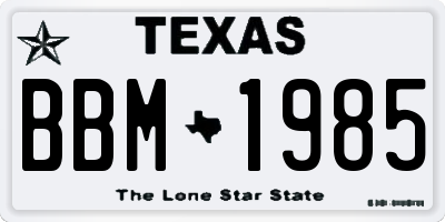 TX license plate BBM1985