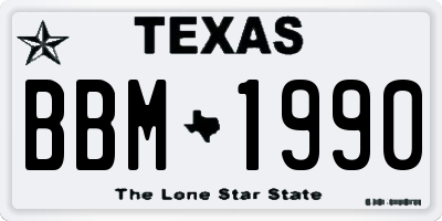 TX license plate BBM1990