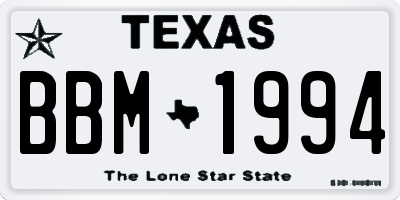 TX license plate BBM1994