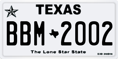 TX license plate BBM2002