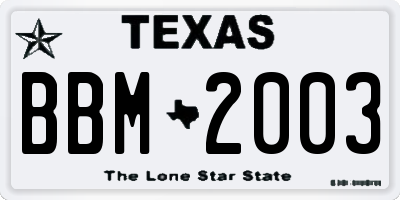 TX license plate BBM2003