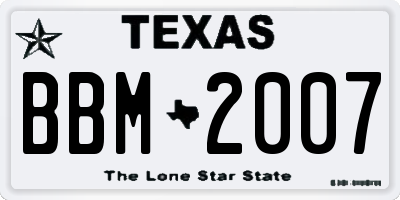 TX license plate BBM2007