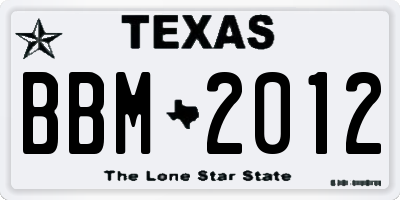 TX license plate BBM2012