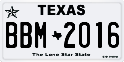 TX license plate BBM2016