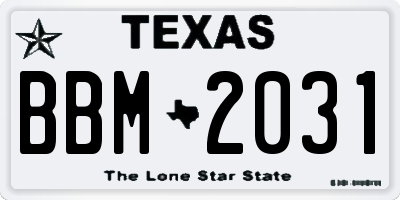 TX license plate BBM2031
