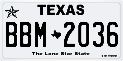 TX license plate BBM2036