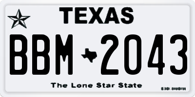 TX license plate BBM2043