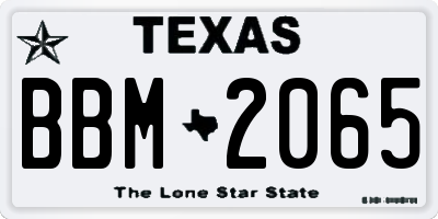 TX license plate BBM2065