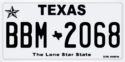 TX license plate BBM2068