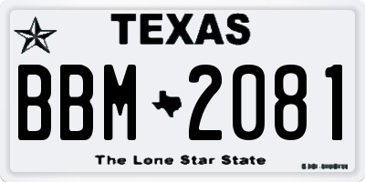 TX license plate BBM2081