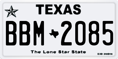 TX license plate BBM2085