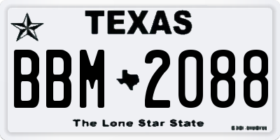 TX license plate BBM2088