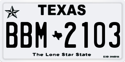 TX license plate BBM2103