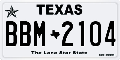 TX license plate BBM2104