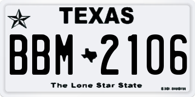 TX license plate BBM2106
