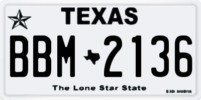 TX license plate BBM2136