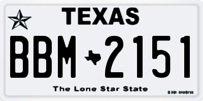 TX license plate BBM2151
