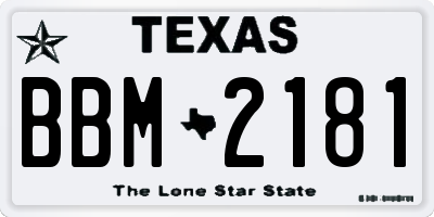TX license plate BBM2181