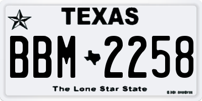 TX license plate BBM2258