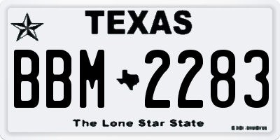 TX license plate BBM2283