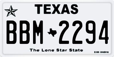 TX license plate BBM2294