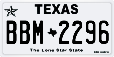 TX license plate BBM2296
