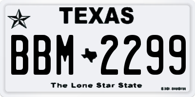 TX license plate BBM2299